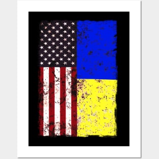 Ukraine American Flag Posters and Art